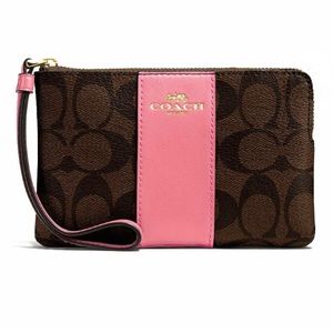 COACH Small Signature Wristlet Peony